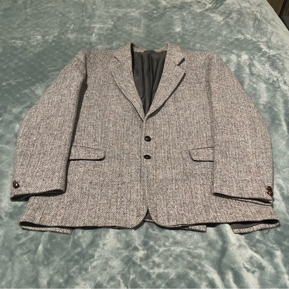 Harris tweed 100%‎ wool men’s Classic Gray Herringbone Blazer 44R